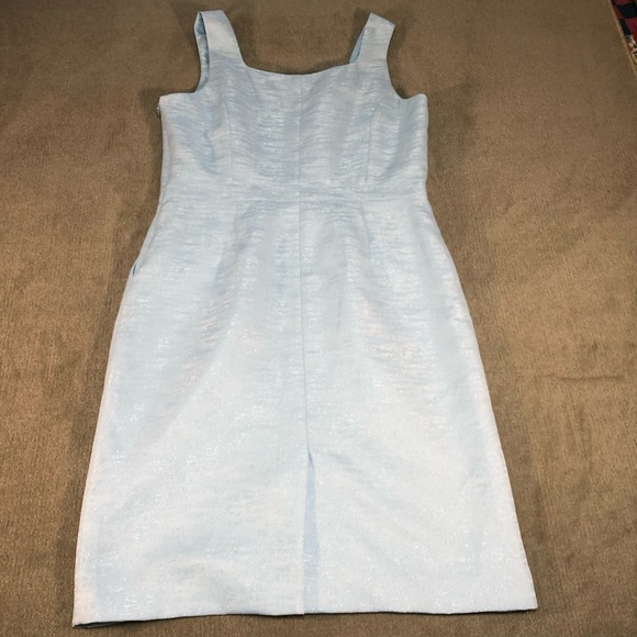 John Meyer Womens Dress 12 Blue Sleeveless Shift Pockets Back Slit Side Zip - Picture 5 of 11